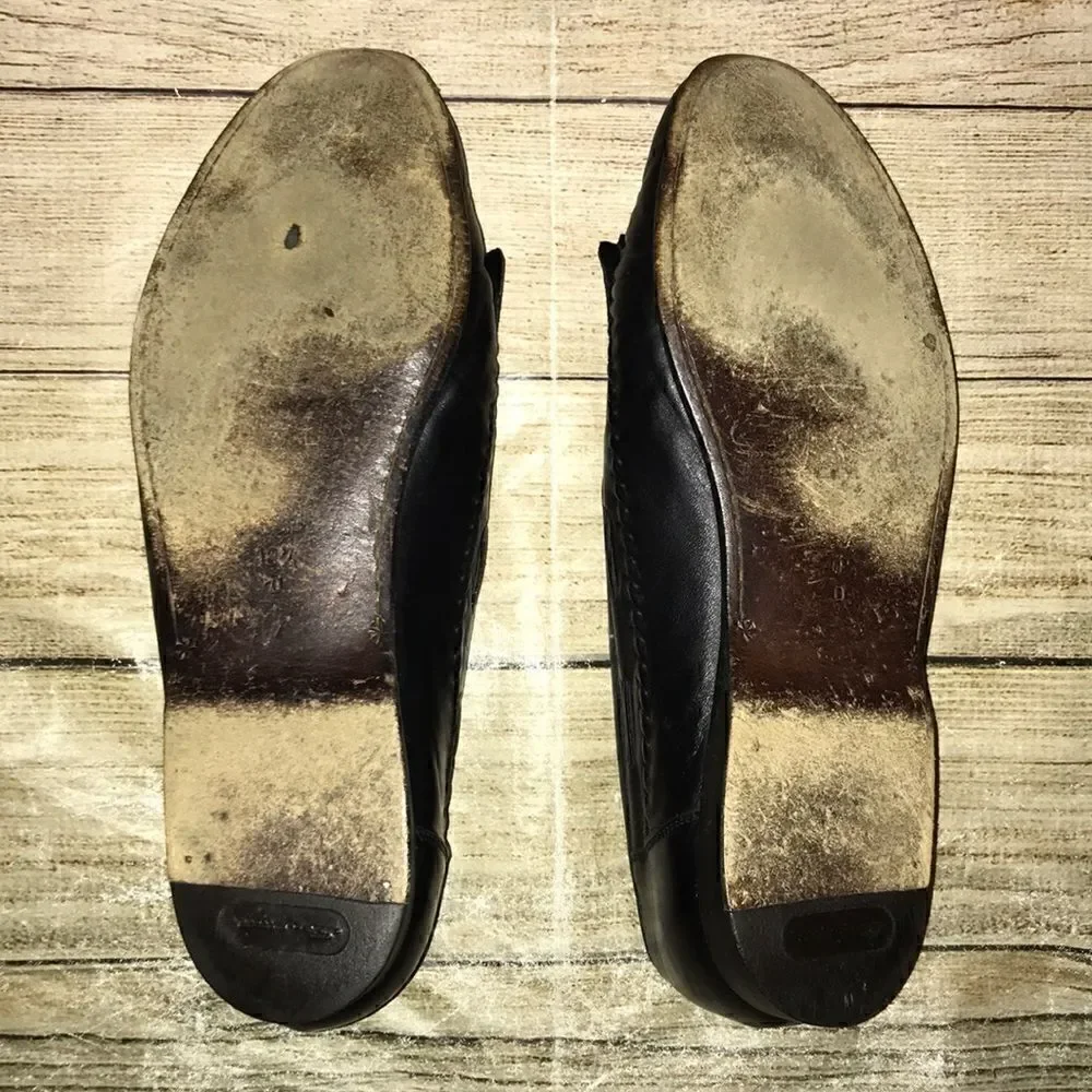 Santoni Black Leather Loafers Tassel Detail